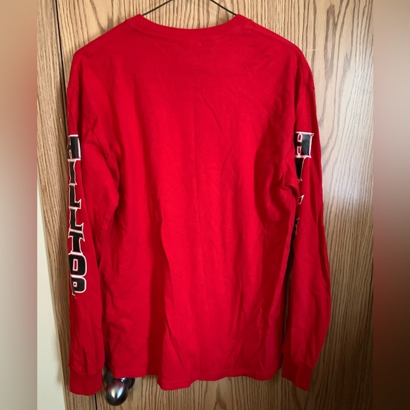 🍉Gildan Tee long sleeves red, cotton, “Chargers” crew neck, athletic, M, EUC - Picture 2 of 7